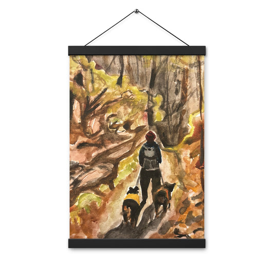 Backpacking Dogs Poster with Hangers (12" X 18")