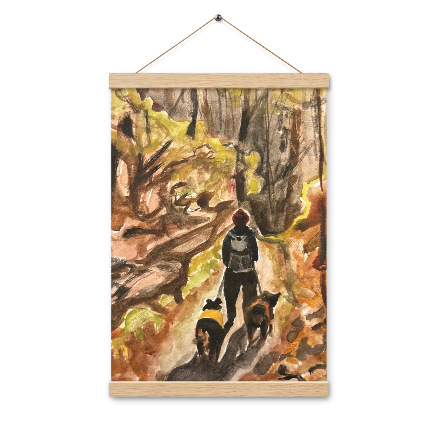 Backpacking Dogs Poster with Hangers (12" X 18")